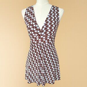 Body Central Retro Polka Dot V-Neck Mini Dress (Y2K)